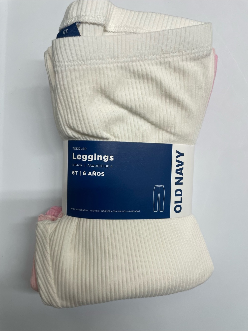 Old Navy Toddler Ribbed White & Pink Leggings 6T - 4 Pack